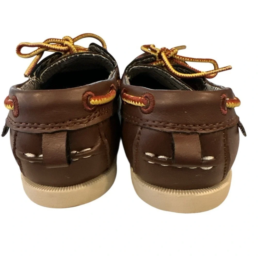 OshKosh B' Gosh Boy Brown Boat Shoes Loafers Heel Pull Tab Slip On Sz 10 VTG